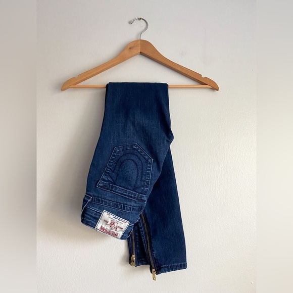 $229‼️TRUE RELIGION Super Skinny Jeans Buddha Big Stitch Ankle Mid Rise Y2K Dark - Picture 4 of 11